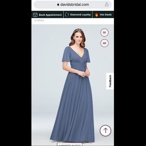 Never Worn- Flutter Sleeve Crisscross Mesh Bridesmaid Dress